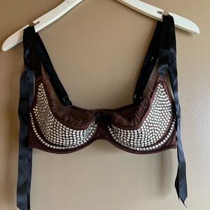 Victoria’s Secret balconette bra with rhinestones and ribbon. NWOT